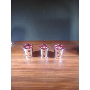 Polka Dot Candle Holders Votive Red/ Silver Lot Of 3